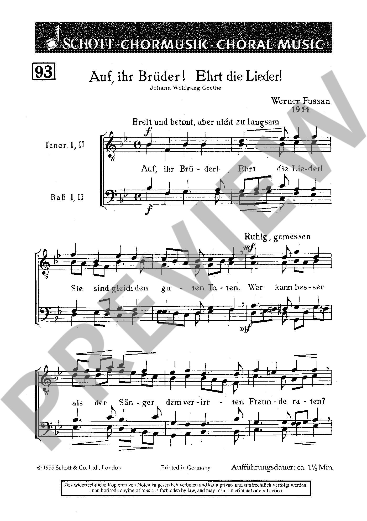 Other Cover Image Auf ihr Brüder! Ehrt die Lieder! 