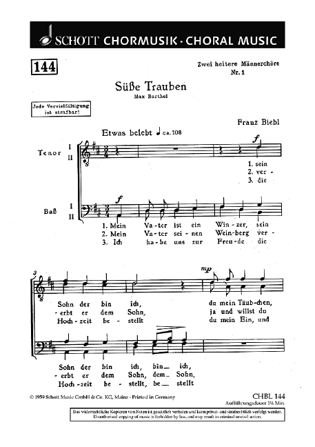 Front Cover Image Zwei heitere Männerchöre 