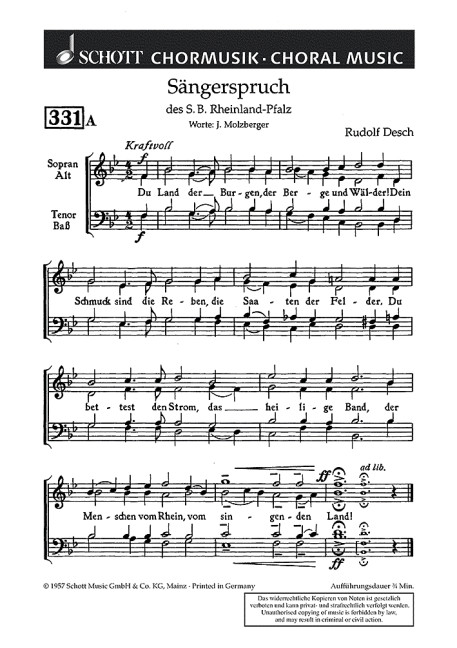 Front Cover Image Sängerspruch des SB Rheinland-Pfalz / Begrüßung der Sänger 