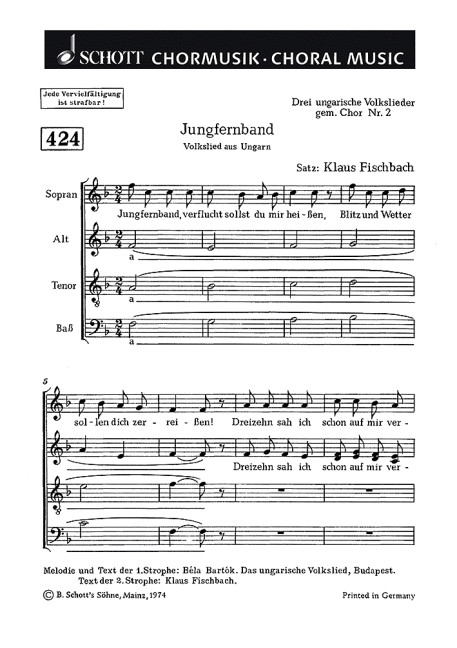 Front Cover Image Drei ungarische Volkslieder 