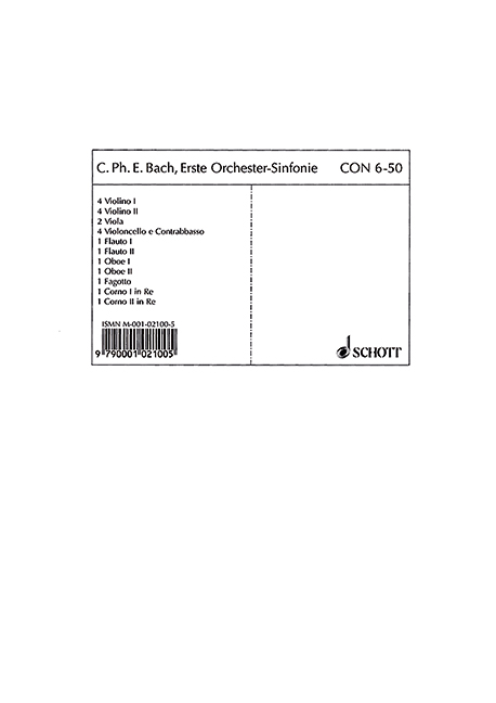 Front Cover Image Sinfonie Nr. 1 Wq 183/1 