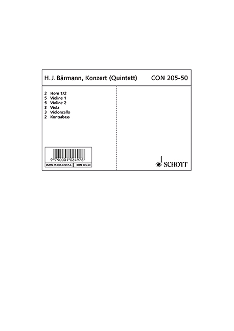 Front Cover Image Konzert (Quintett) Es-Dur op. 23 