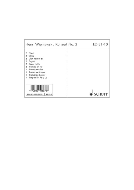 Front Cover Image Konzert No. 2 d-Moll op. 22 