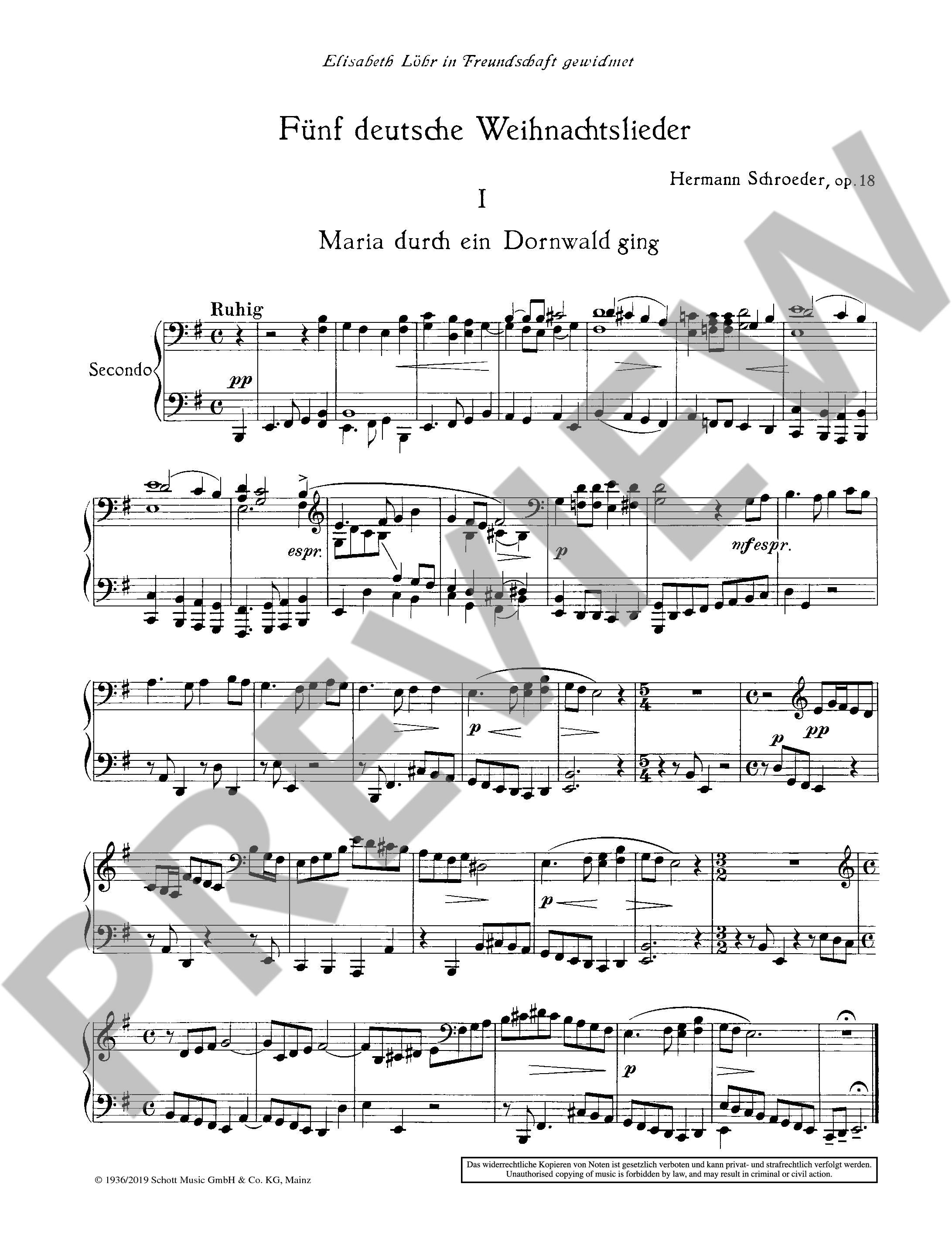 Other Cover Image Fünf deutsche Weihnachtslieder op. 18 