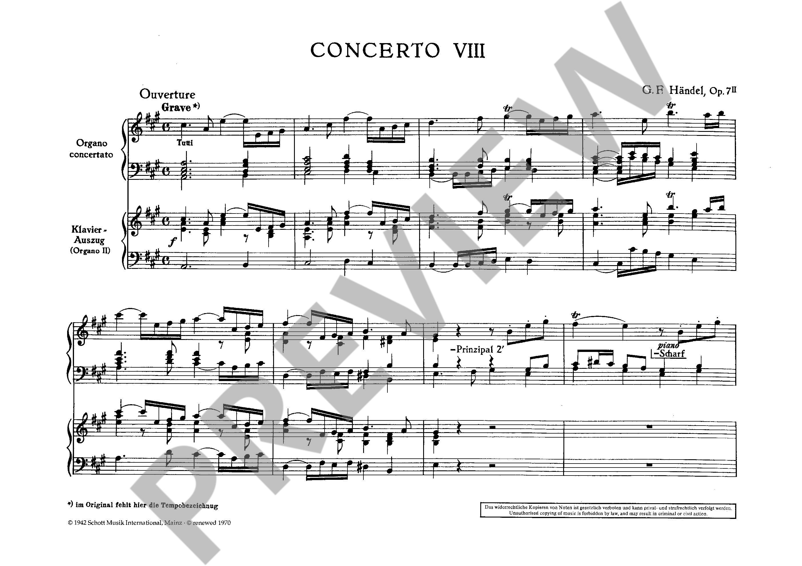 Other Cover Image Orgel-Konzert Nr. 8 A-Dur op. 7/2 HWV 307 