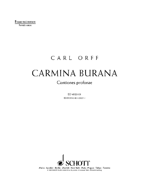 Front Cover Image Carmina Burana 