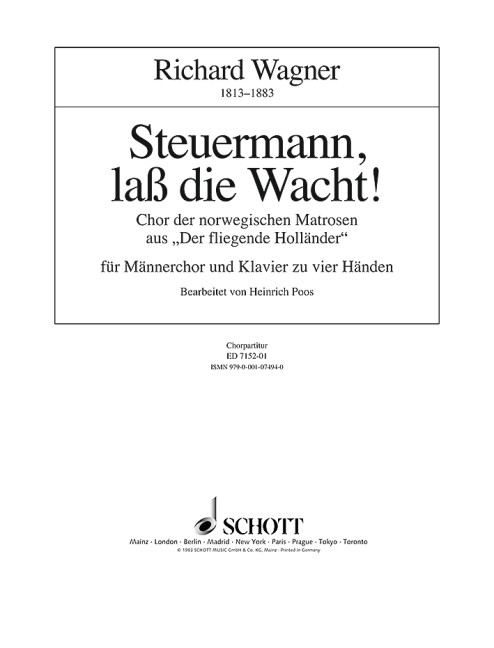 Other Cover Image Steuermann, lass die Wacht! WWV 63 