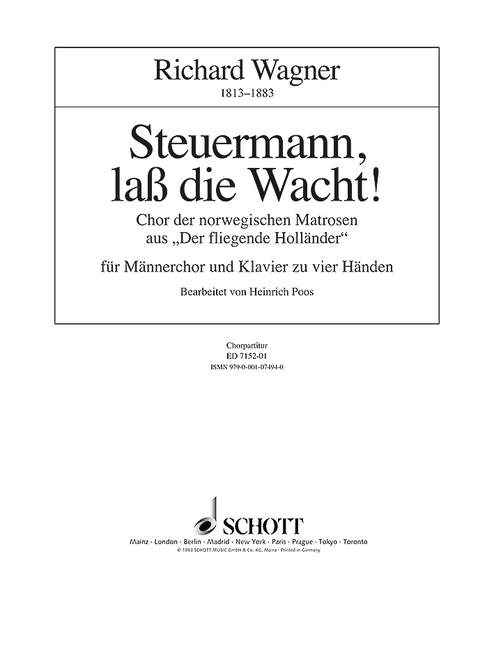 Front Cover Image Steuermann, lass die Wacht! WWV 63 