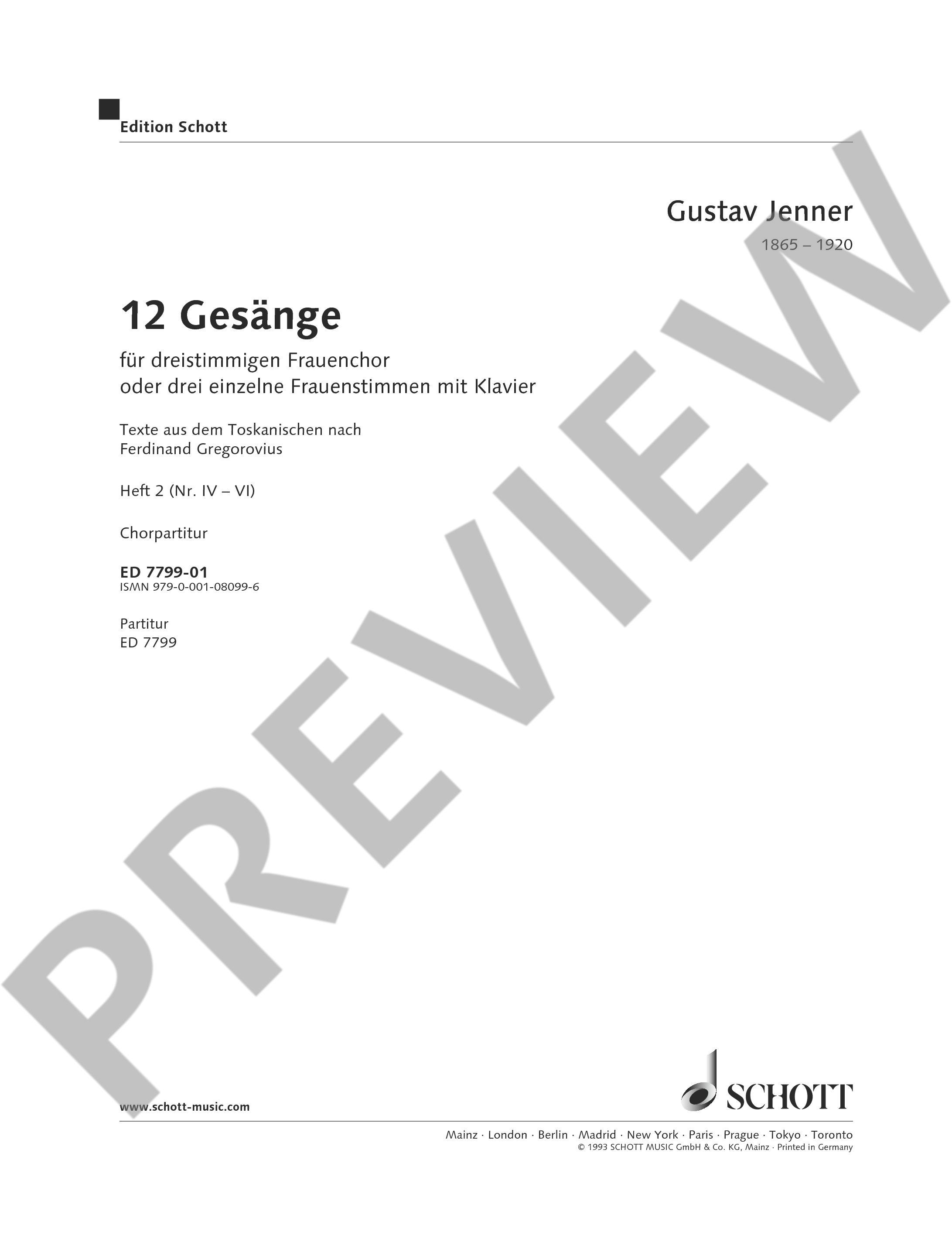 Other Cover Image 12 Gesänge op. 3 