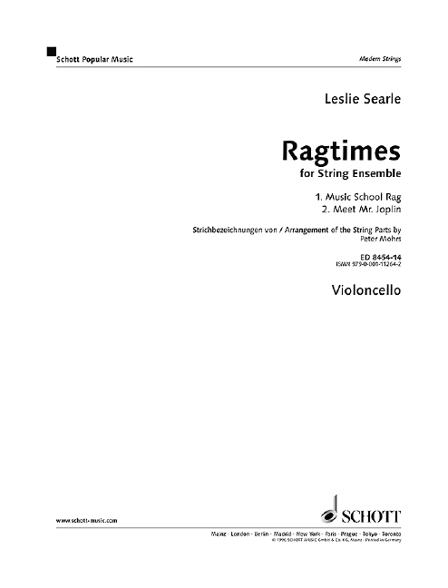 Front Cover Image Ragtimes for String Ensemble 
