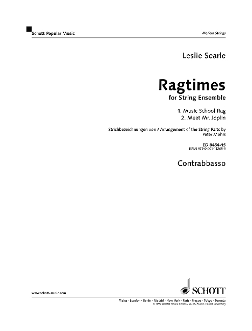 Front Cover Image Ragtimes for String Ensemble 