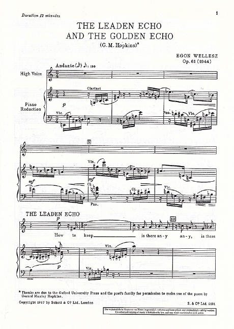 Front Cover Image Leaden & Golden Echo op. 61 