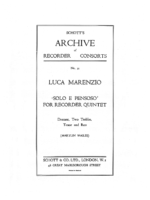 Front Cover Image Solo e Pensoso 