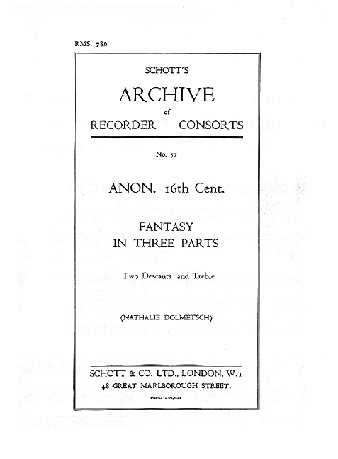 Front Cover Image Fantasy in three parts 