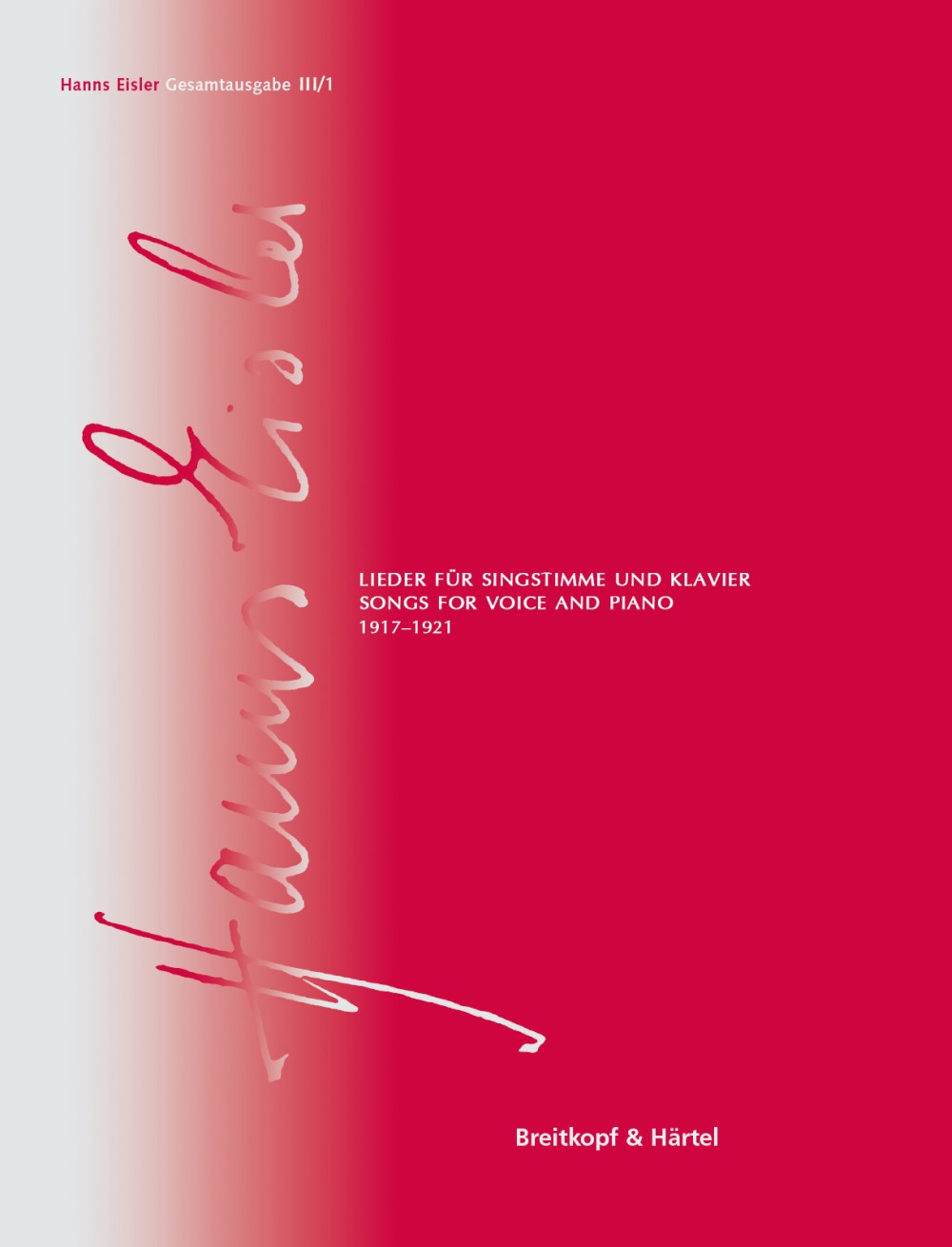 Front Cover Image Lieder für Singstimme und Klavier 1 (1917-1921)