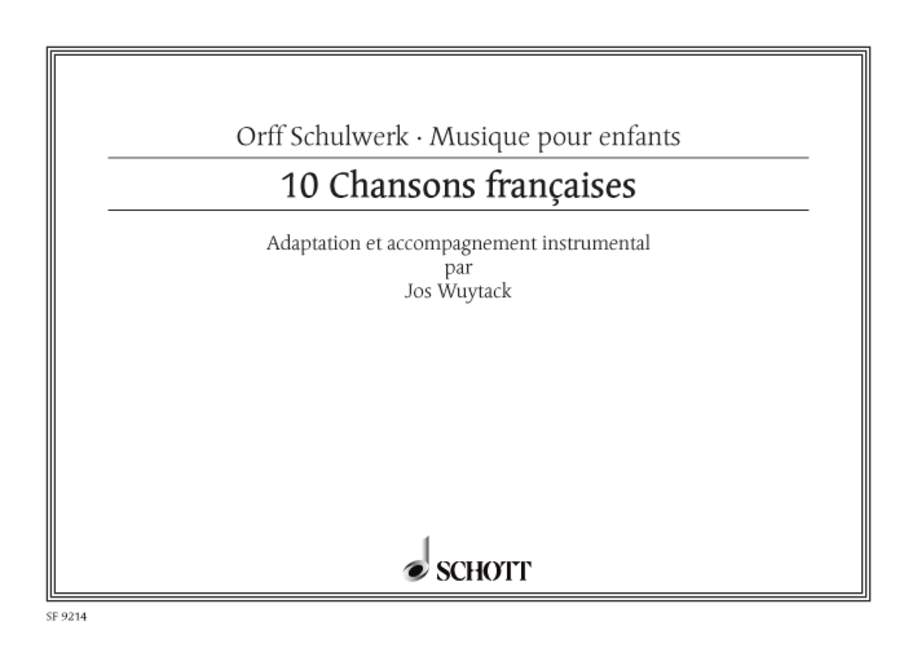 Front Cover Image Dix Chansons Françaises 
