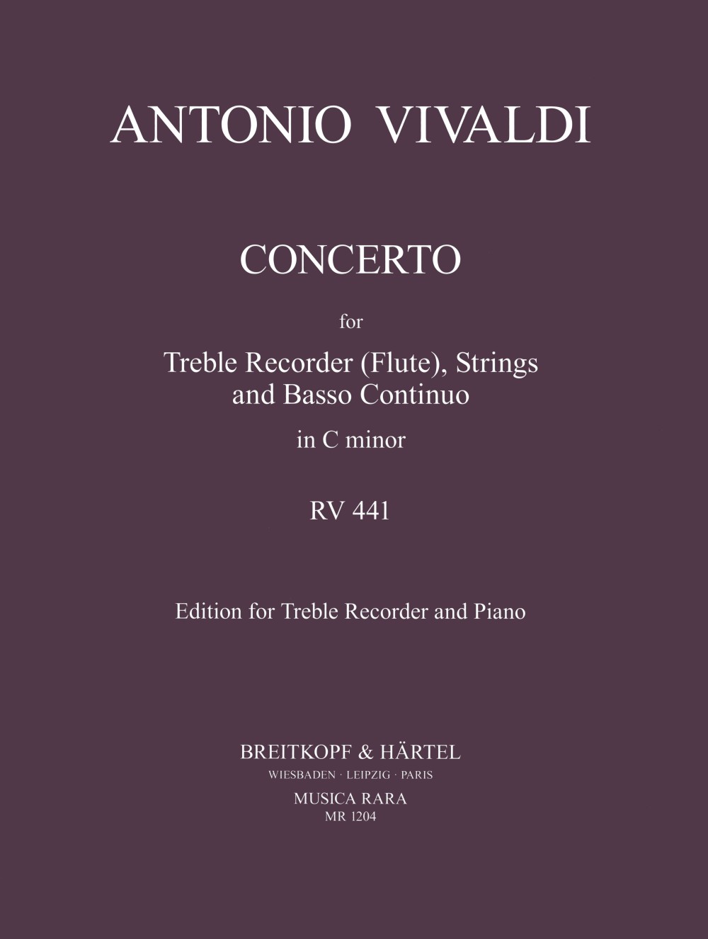 Front Cover Image Konzert für Blockflöte (Flöte) c-Moll RV 441