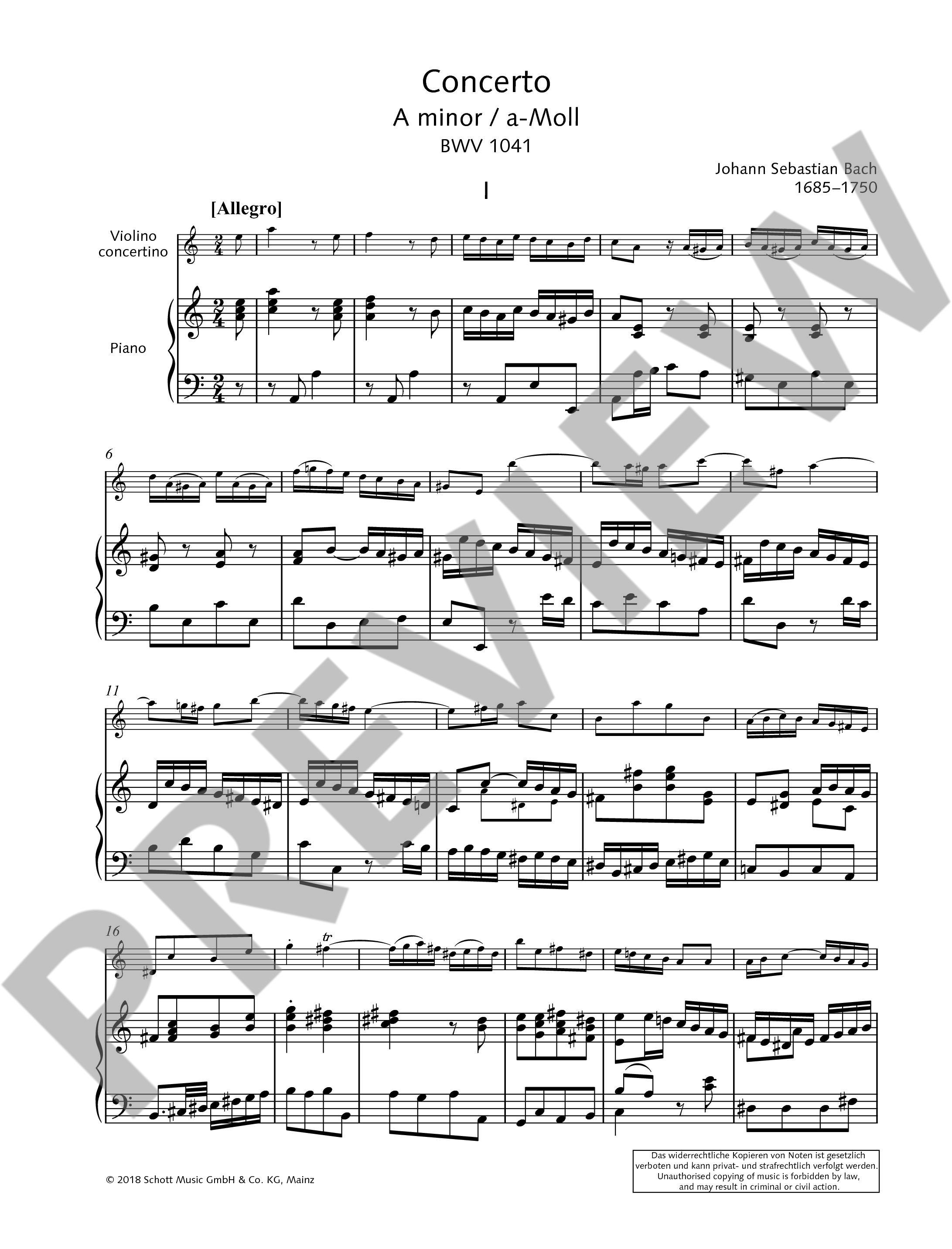 Other Cover Image Konzert a-Moll BWV 1041 