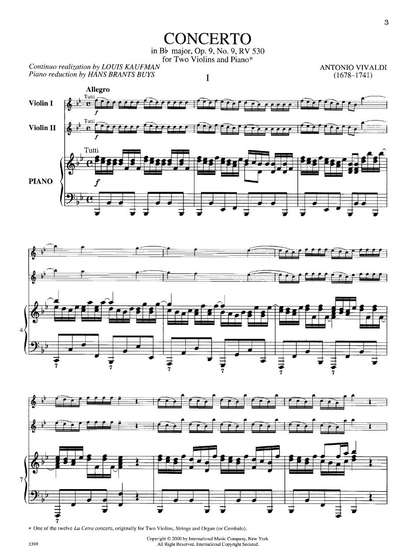 Front Cover Image Concerto B flat major op.9/9 RV530 
