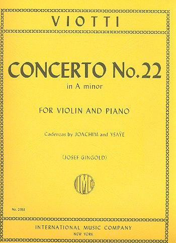 Front Cover Image Violin Concerto No.22 A minor 