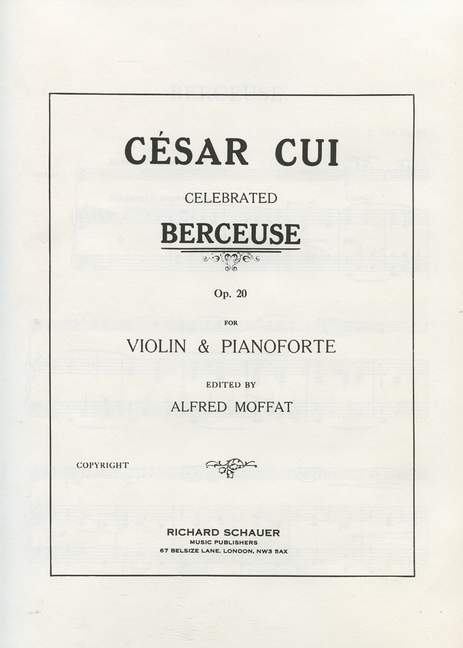 Vorderes Coverbild Berceuse op. 20 