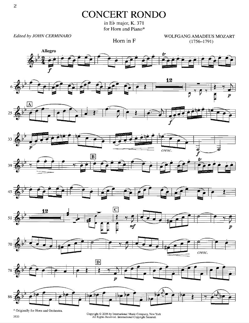 Anderes Coverbild Concert Rondo in Eb major KV 371 