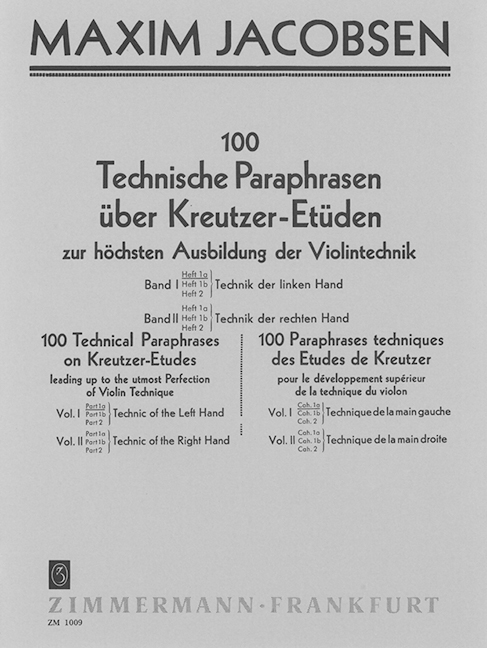 Vorderes Coverbild 100 Technische Paraphrasen über Kreutzer-Etüden Band I Heft 1a