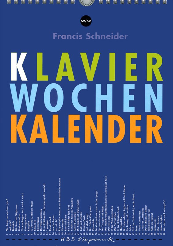 Vorderes Coverbild Klavier-Wochen-Kalender