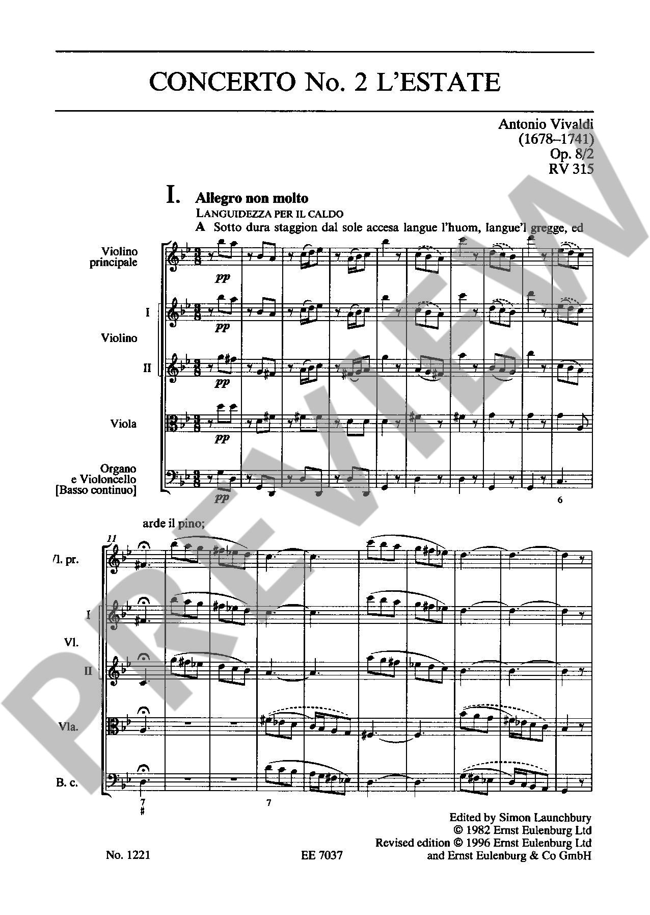 Anderes Coverbild Die vier Jahreszeiten g-Moll op. 8/2 RV 315 / PV 336