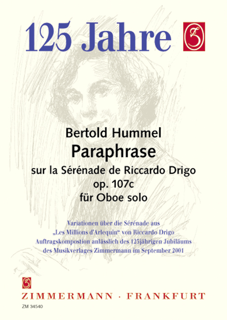 Vorderes Coverbild Paraphrase sur la Sérénade de Riccardo Drigo op. 107 c 