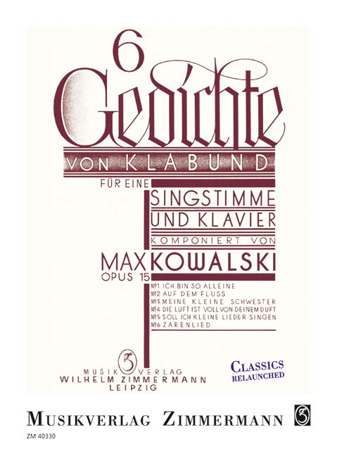 Vorderes Coverbild 6 Gedichte von Klabund op. 15 