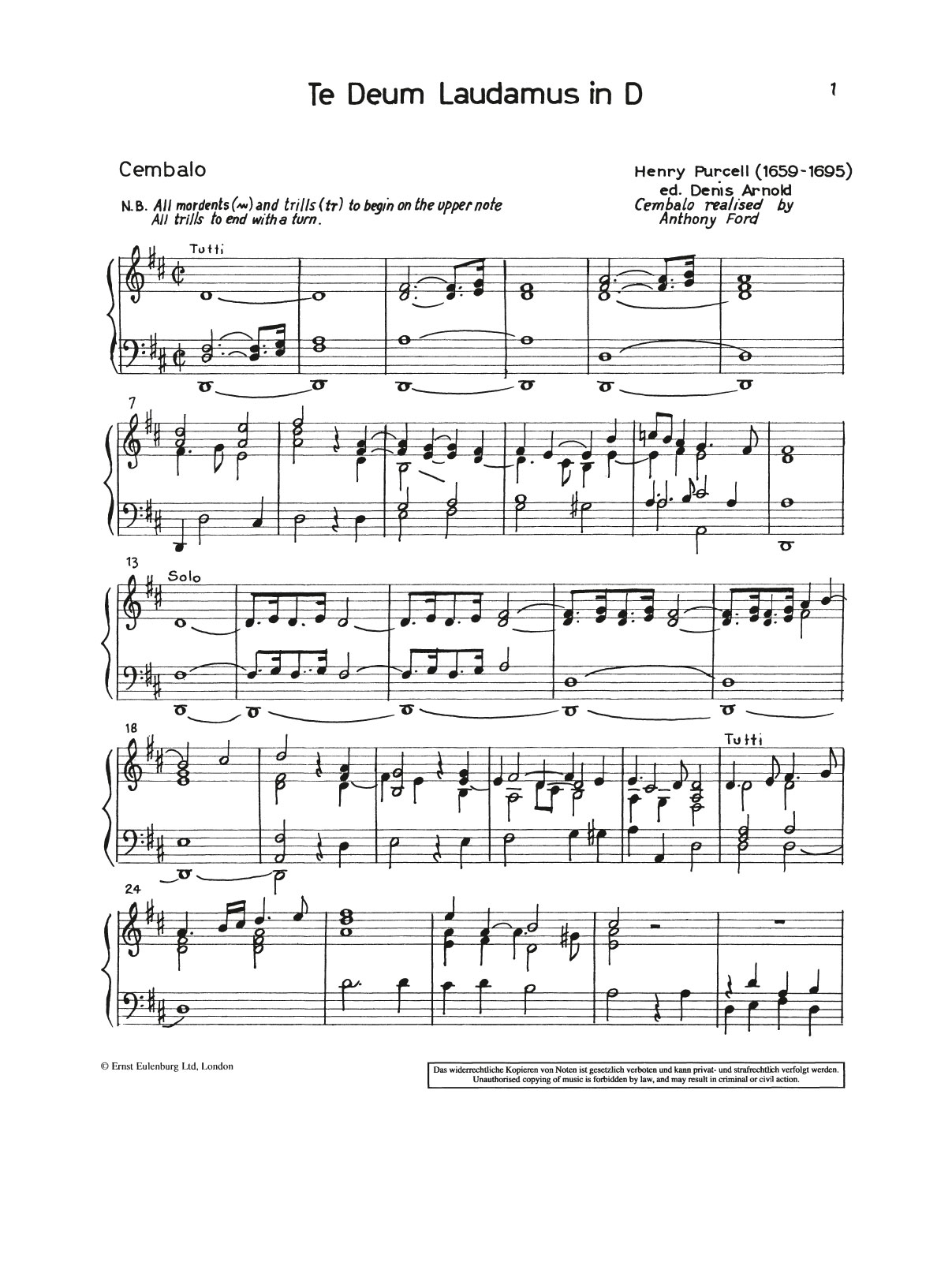 Vorderes Coverbild Te Deum and Jubilate D-dur Z 232
