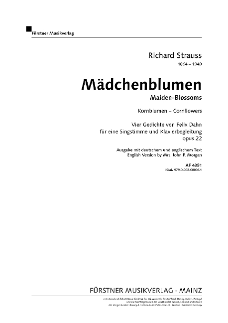 Vorderes Coverbild Mädchenblumen – Vier Gedichte von Felix Dahn für eine Singstimme und Klavierbegleitung op. 22/1 