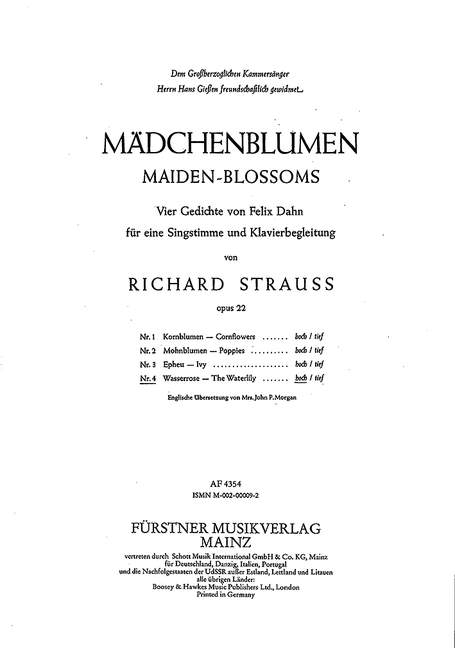 Vorderes Coverbild Mädchenblumen – Vier Gedichte von Felix Dahn für eine Singstimme und Klavierbegleitung op. 22/4 