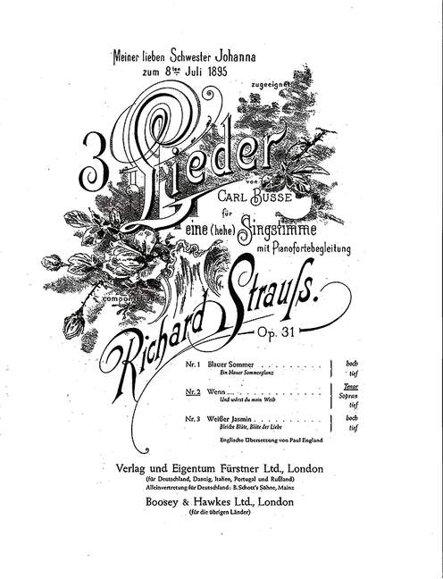 Vorderes Coverbild Drei Lieder nach Gedichten von Carl Busse op. 31/2 