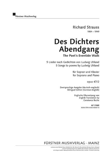 Vorderes Coverbild Fünf Lieder nach Gedichten von Ludwig Uhland op. 47/2 