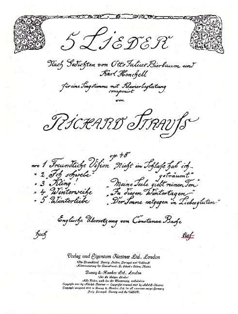 Vorderes Coverbild Fünf Lieder nach Gedichten von Otto Julius Bierbaum und Karl Henckell op. 48/1 