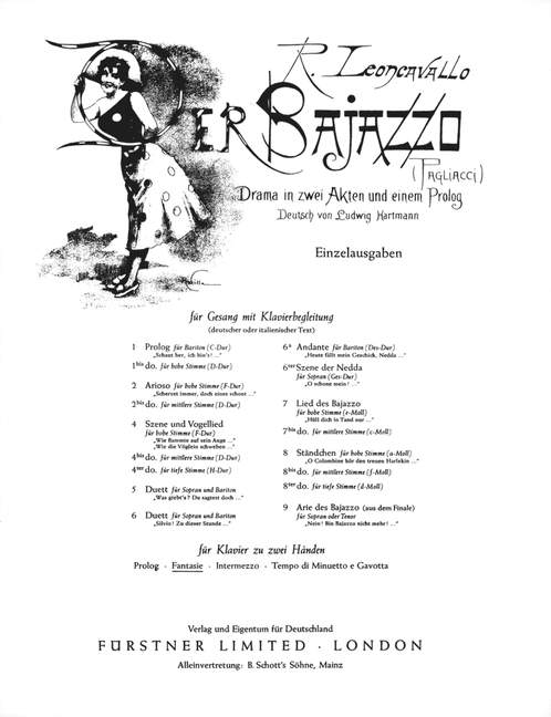 Vorderes Coverbild Der Bajazzo 