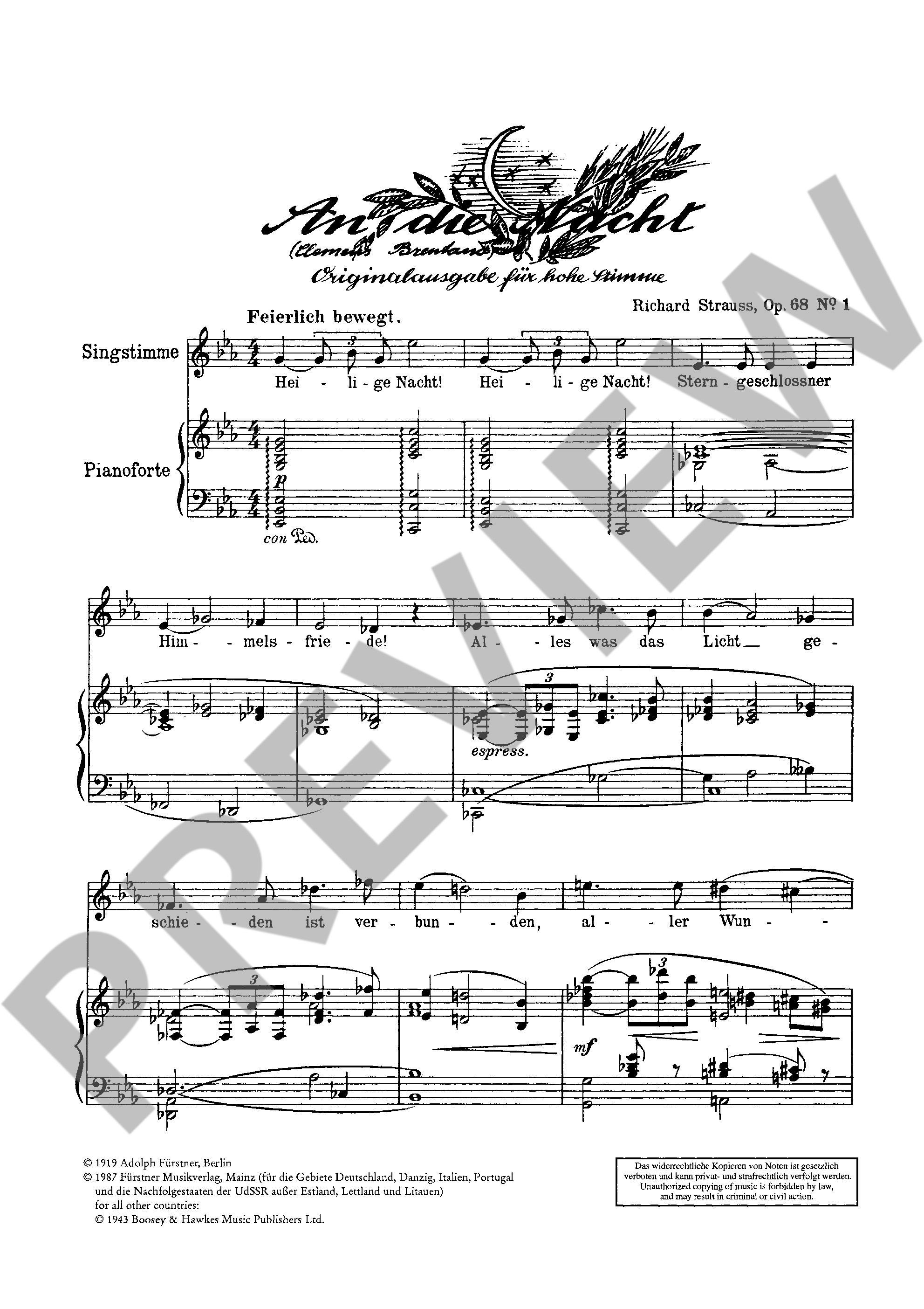 Anderes Coverbild Sechs Lieder nach Gedichten von Clemens Brentano op. 68/1 