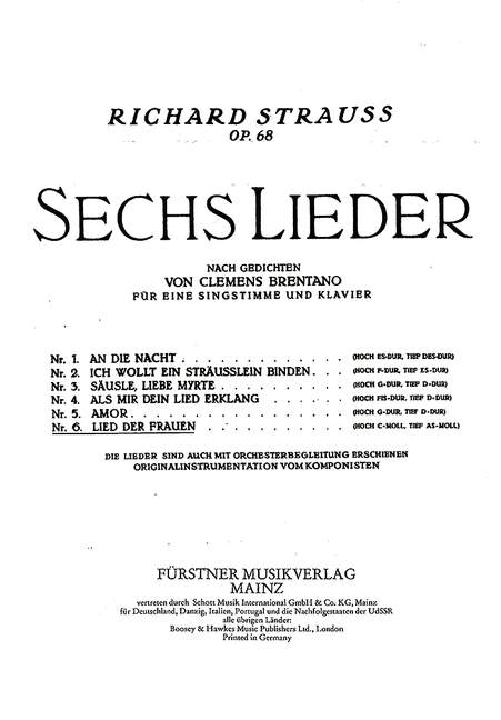 Vorderes Coverbild Sechs Lieder nach Gedichten von Clemens Brentano op. 68/6 