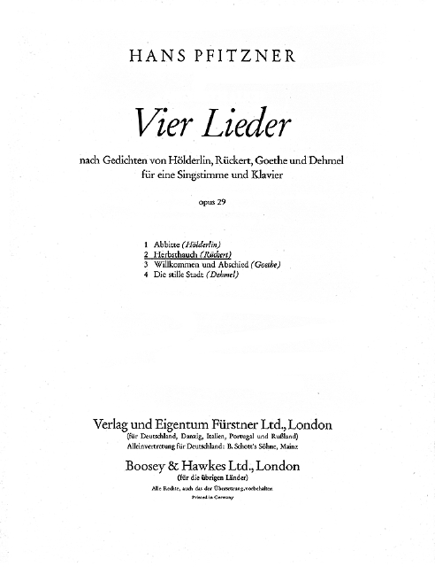 Vorderes Coverbild 4 Lieder op. 29 