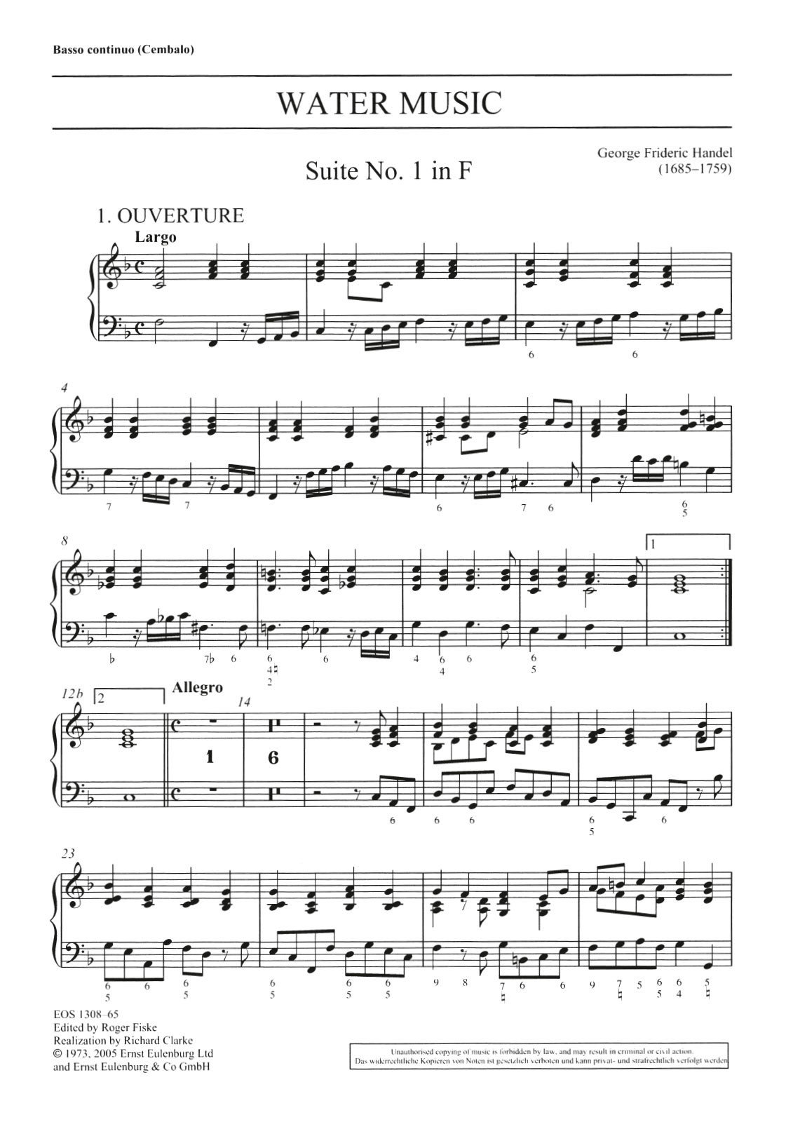 Vorderes Coverbild Wassermusik F-dur HWV 348-350