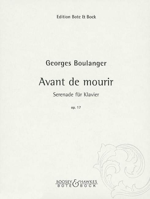 Vorderes Coverbild Avant de mourir op. 17 