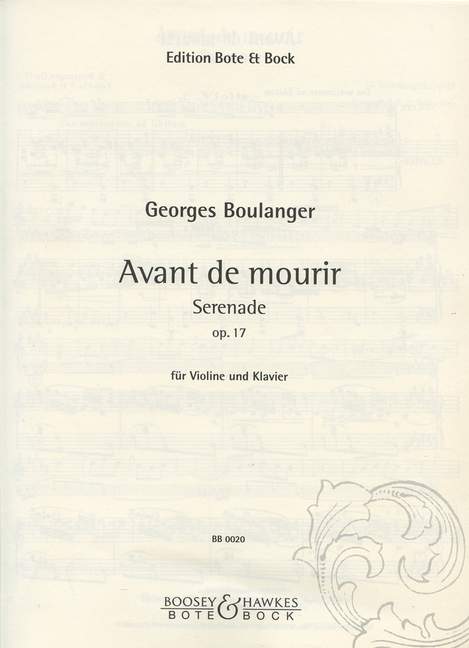 Vorderes Coverbild Avant de mourir op. 17 