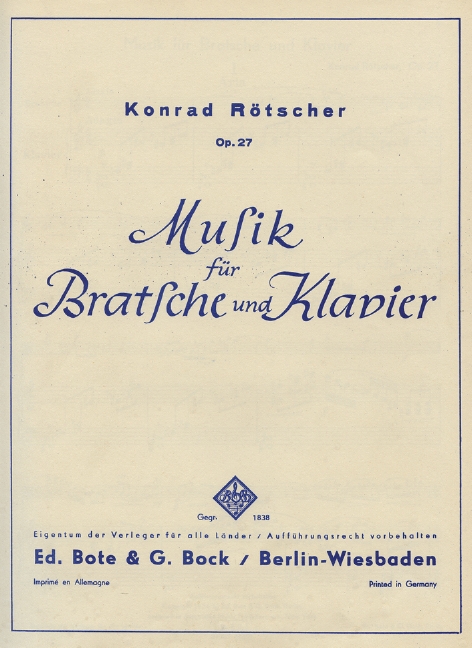 Vorderes Coverbild Musik für Bratsche und Klavier op. 27 