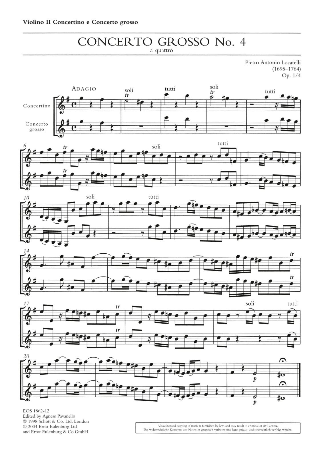 Vorderes Coverbild Concerto grosso Nr. 4 e-Moll op. 1