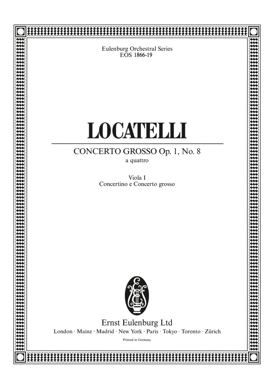 Vorderes Coverbild Concerto grosso „a quattro“ f-moll op. 1/8 Nr. 8