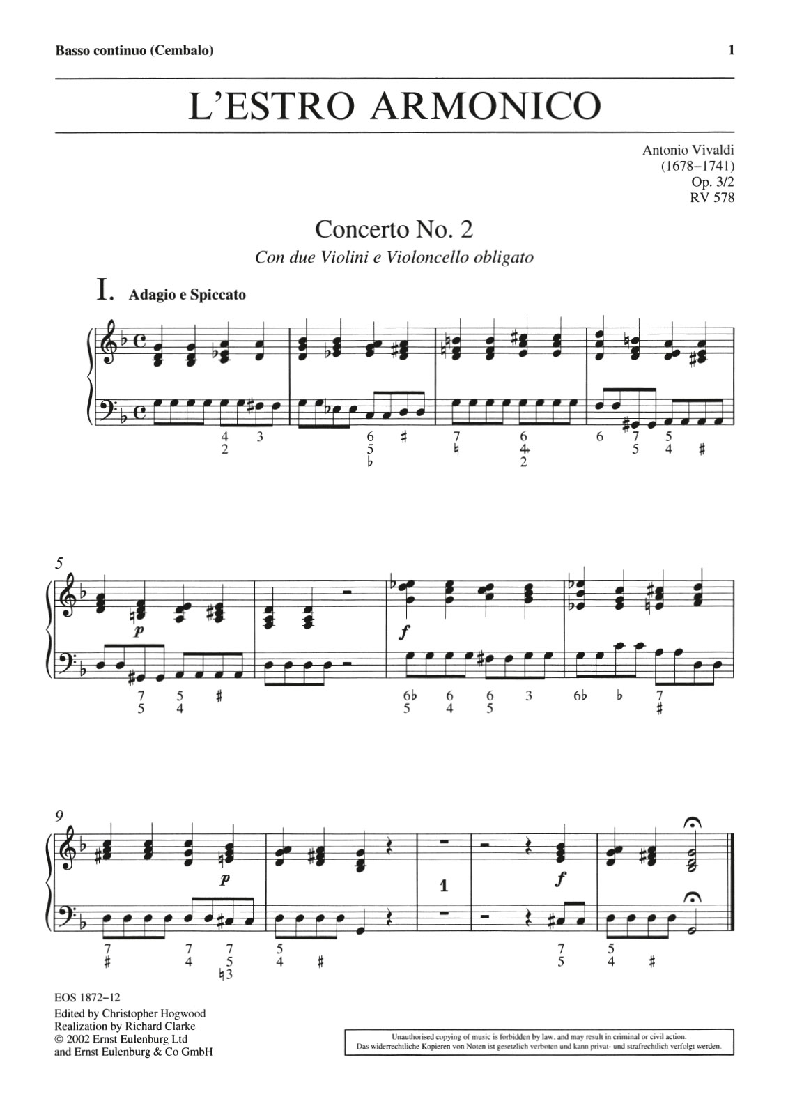 Vorderes Coverbild Concerto g-moll op. 3/2 RV 578