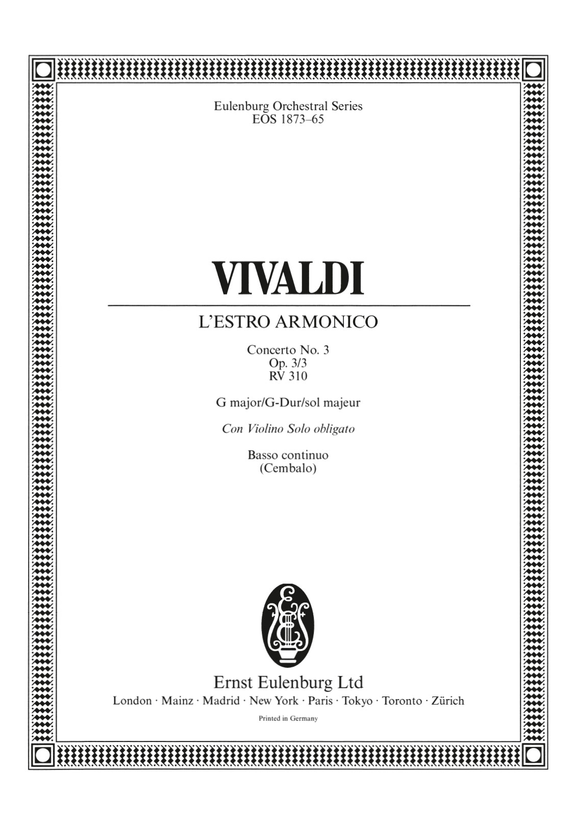 Vorderes Coverbild Concerto G-Dur op. 3/3 RV 310