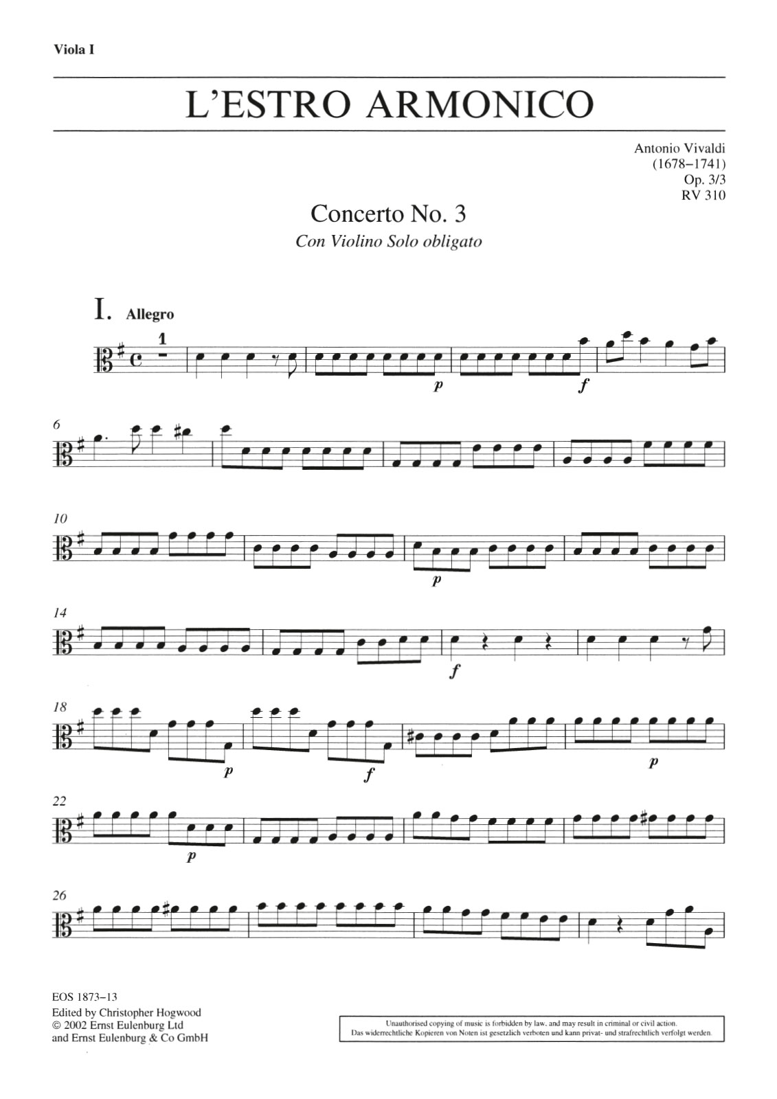 Vorderes Coverbild Concerto G-Dur op. 3/3 RV 310